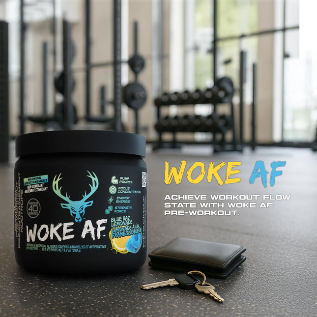 Bucked Up Woke AF Pre-Workout, Blue Raz Lemonade, 40 Servings