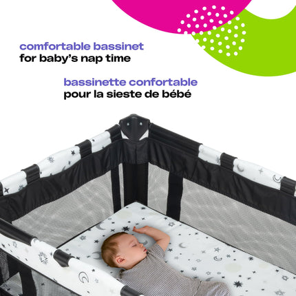 Cosco Kids Funsport® Plus Portable Playard with Full-Size Bassinet, Carry Bag & Wheels – Lightweight, Compact Fold, Breathable Mesh – Twinkle Twinkle 🍁 All In One Marketplace Canada