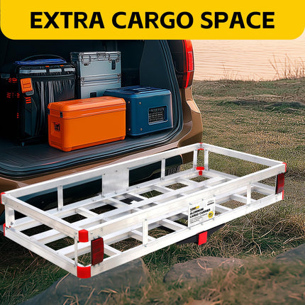 MaxxHaul 70108 49 Inch x 22.5 Inch Hitch Cargo Carrier - Trailer Hitch Mount Aluminum Cargo Carrier With High Side Rails For RV's, Trucks, SUV's, Vans, Cars With 2 Inch Hitch Receiver - 500-lb Load Capacity , Grey 🍁 All In One Marketplace Canada