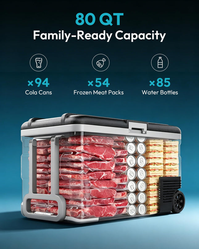 EUHOMY 12V Portable Refrigerator 80QT – App Control, Camping