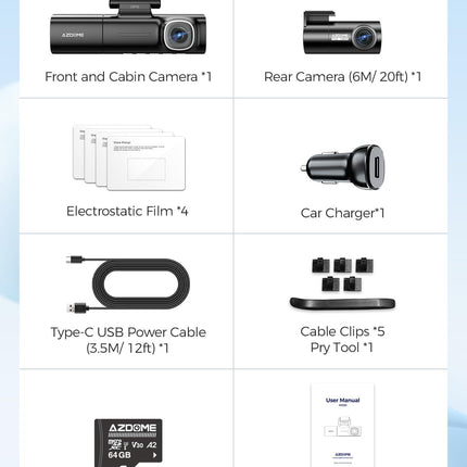 AZDOME M590 3 Channel Dash Cam