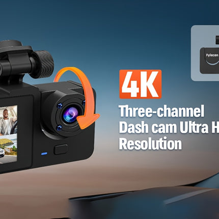 4K 3-channel dash cam with wide angle, night vision, parking mode, and 32GB card included.