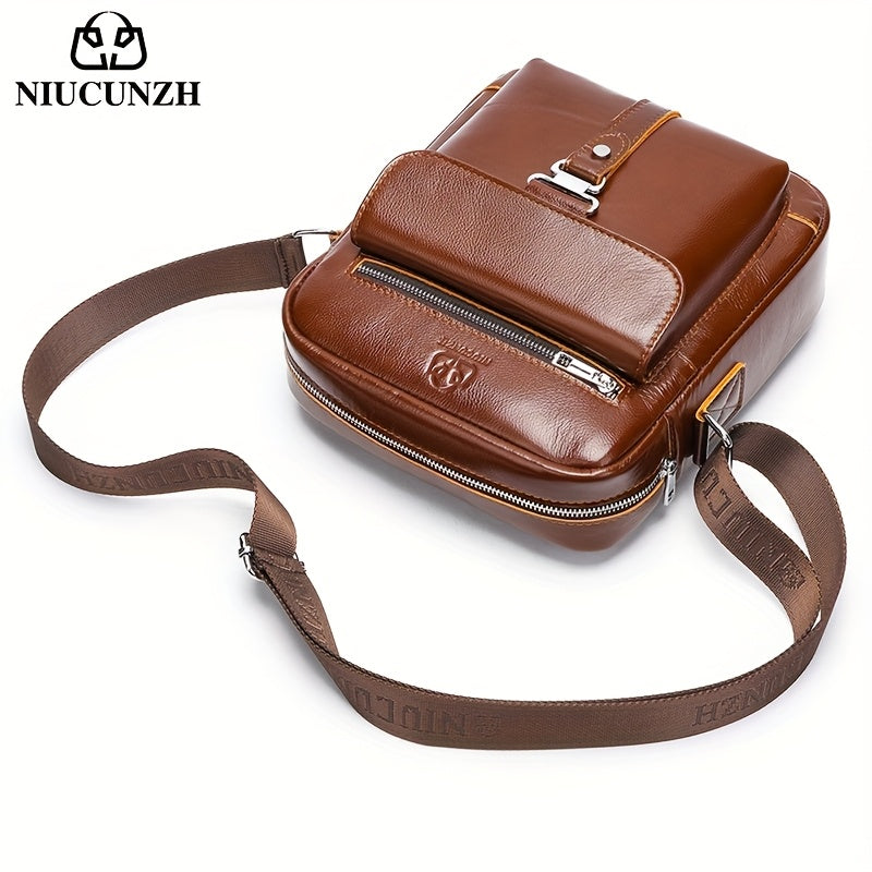 Crazy Horse Leather Crossbody Bag for Men