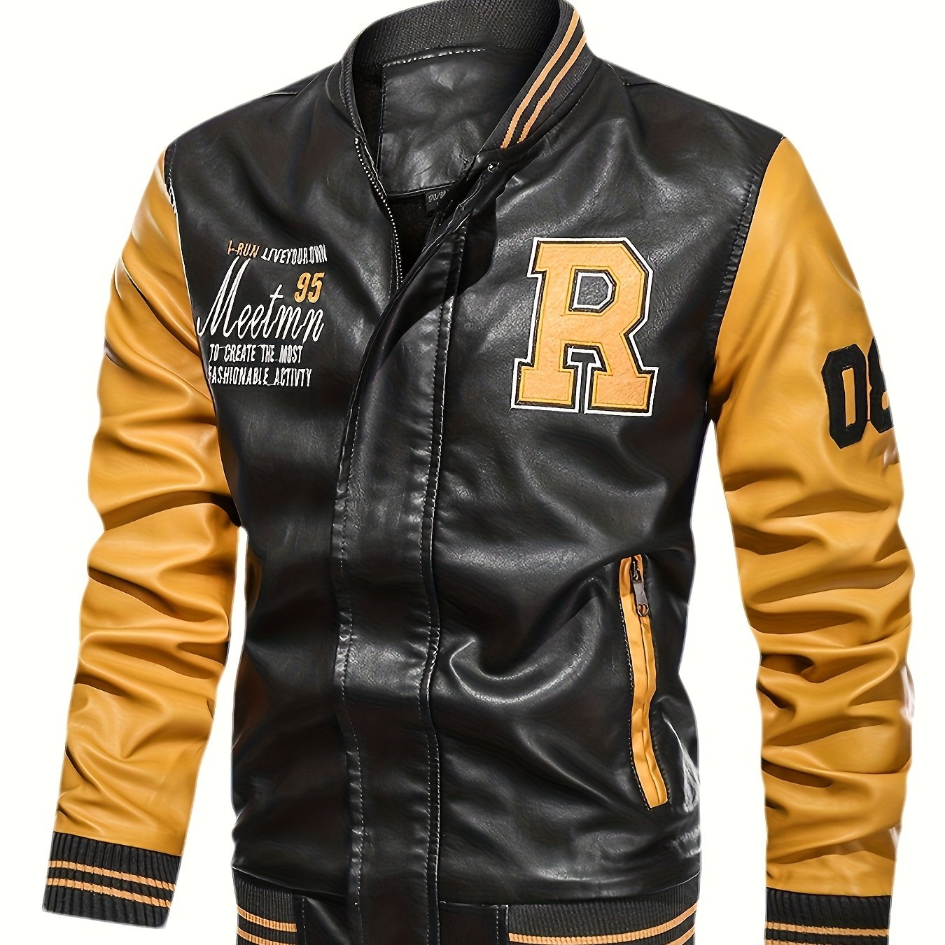 Men's Color Block PUPU PU Leather Jacket