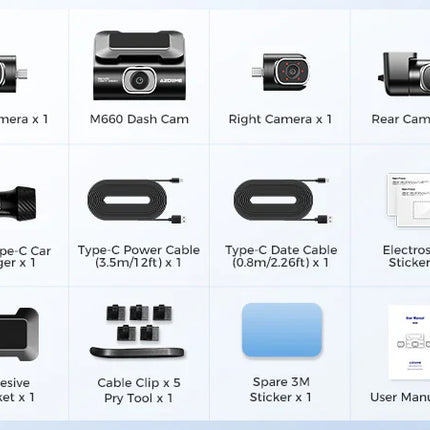 AZDOME M660 4 Channel 360° Dash Cam with 128GB eMMC, 2.5K+1K+1K+1K Dashcam
