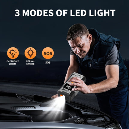 [Portable Car Jump Starter] 8000mAh USB Charging, Emergency LED Light - 3500A