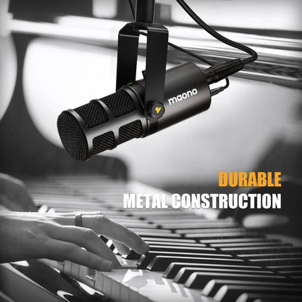 DIBELLAY Maono PD400X USB/XLR Microphone – All-Metal, Mute & Headphone, Podcast/Streaming