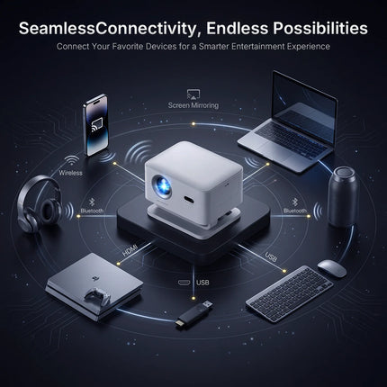 LynCast X4AR Short-Throw Projector 1080P, Android 14, Screen Mirroring, WiFi 6