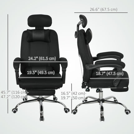 Brady Ergonomic Executive High Back Office Chair with Footrest and Lumbar Support-Black
