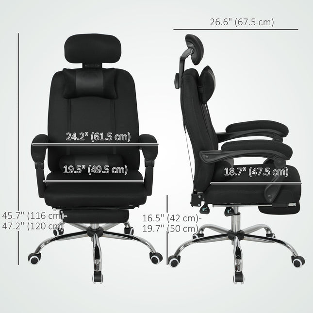 Brady Ergonomic Executive High Back Office Chair with Footrest and Lumbar Support-Black