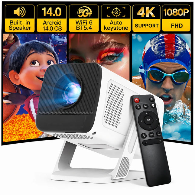 LynCast X1 Smart Mini Projector, 1080P Support, WiFi 6, BT 5.4, 180° Rotation