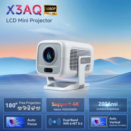 LynCast X3A Short-Throw Projector 1080P, Auto Focus, Android 14, WiFi 6