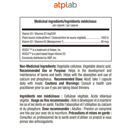 ATP Lab VITAMIN D3 + K2, 60 VCaps