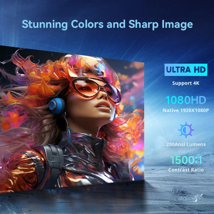 LynCast X3A Short-Throw Projector 1080P, Auto Focus, Android 14, WiFi 6