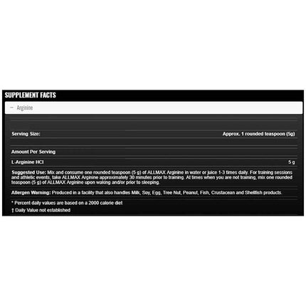 Allmax ARGININE HCL (80 Servings), 400g