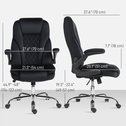 Hayden Executive Fabric Office Chair with Flip-up Armrest-Black