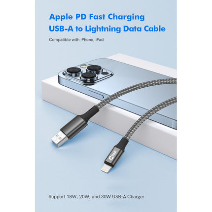 Câble Lightning à USB PD20W 5V/2.4A en nylon tressé à charge rapide