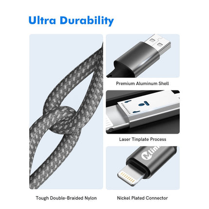 Câble Lightning à USB PD20W 5V/2.4A en nylon tressé à charge rapide