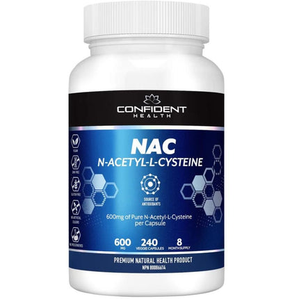 Confident Health NAC (N-Acetyl-L-Cysteine), 240 VCaps