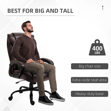 Joel Executive Office Chair with High Back, Adjustable Height and 400LBS Capacity-Brown