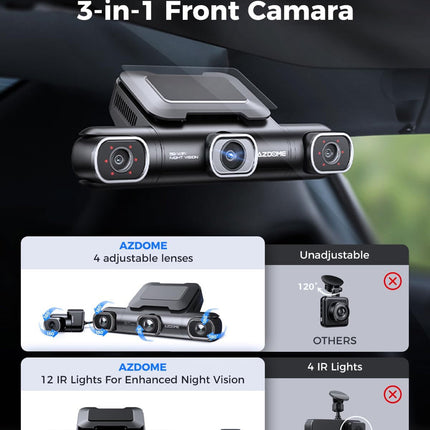 AZDOME M660 4 Channel 360° Dash Cam with 128GB eMMC, 2.5K+1K+1K+1K Dashcam