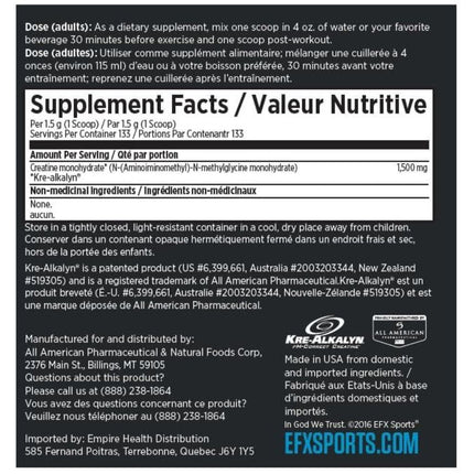 EFX Sports KRE-ALKALYN EFX POWDER, 133 Servings