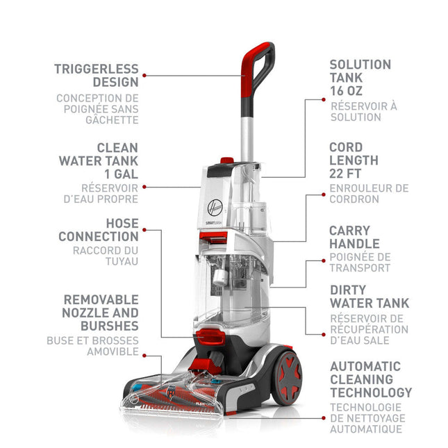 HOOVER FH52005CDI SmartWash Expert Automatic Upright Carpet Deep Cleaner - Factory serviced with Home Essentials Warranty