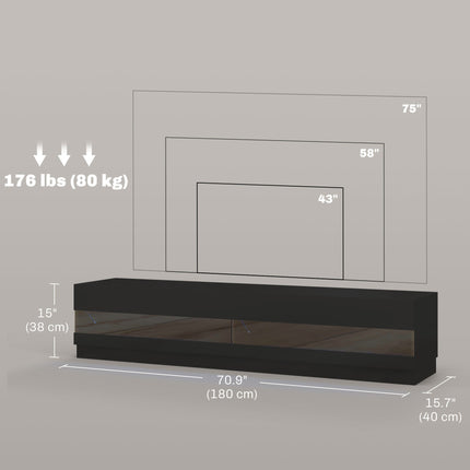 Hart Lighted TV Stand for TVs up to 75"-High Gloss Black