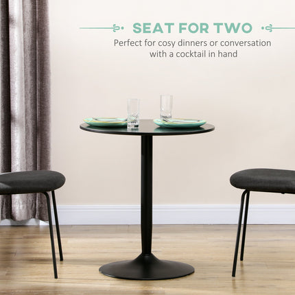 Jan Modern Round Dining Table with Steel Base for Small Spaces-Black