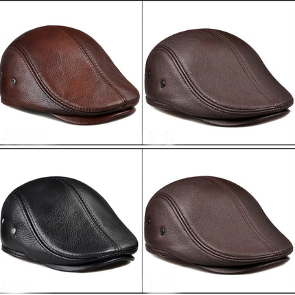 Men's leather hat  Berets