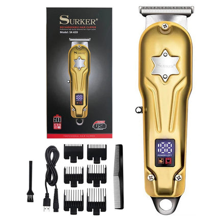 Full Metal Professional Hair Clipper Combo Kit Barber Cordless Hair Trimmer For Men