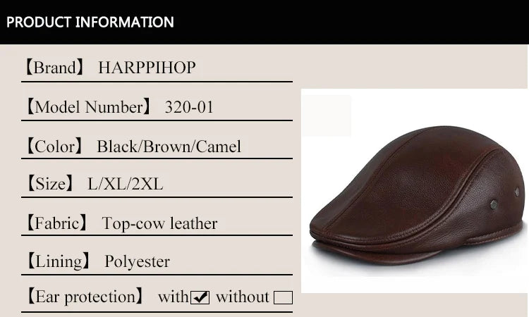 Men's outdoor leather hat winter Berets