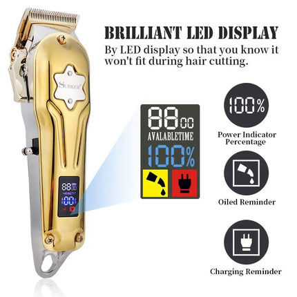 Full Metal Professional Hair Clipper Combo Kit Barber Cordless Hair Trimmer For Men