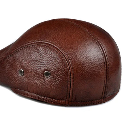Men's leather hat  Berets