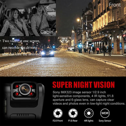 4K Dual-Lens Car DVR Built-in Sony Image Sensor Camera Ultra HD 1080P