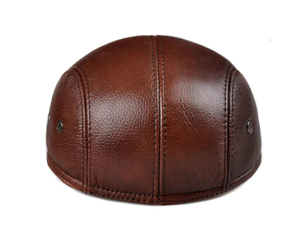 Men's outdoor leather hat winter Berets