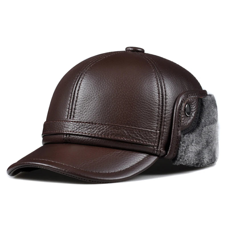 Winter Men's  Hat Thicken Leather