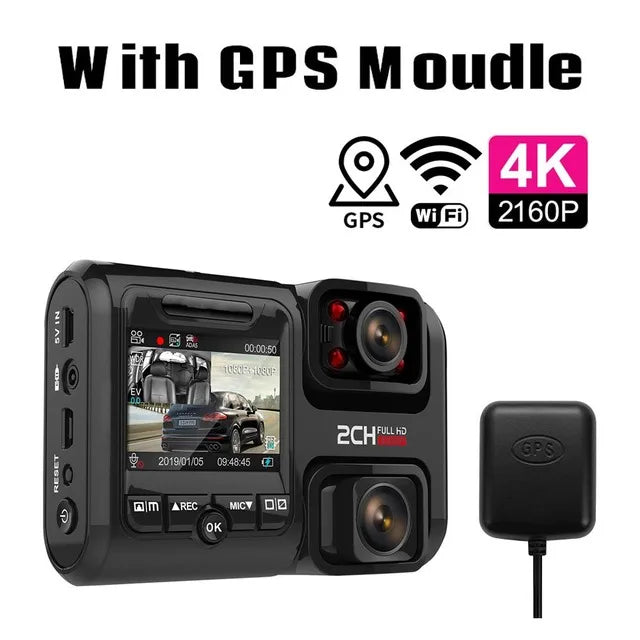 4K Dual-Lens Car DVR Built-in Sony Image Sensor Camera Ultra HD 1080P