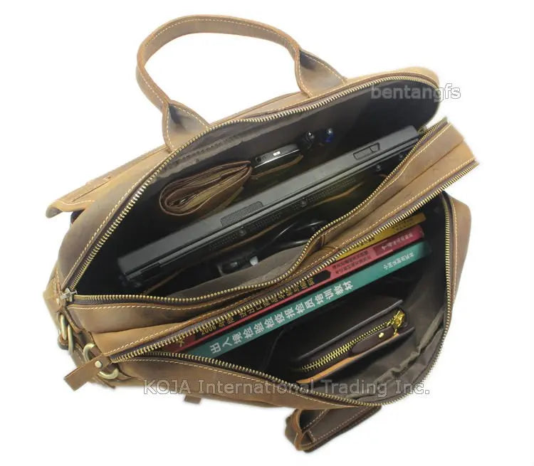 Vintage Men Leather Briefcase Tote Business bag
