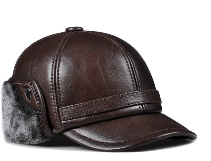 Winter Men's  Hat Thicken Leather