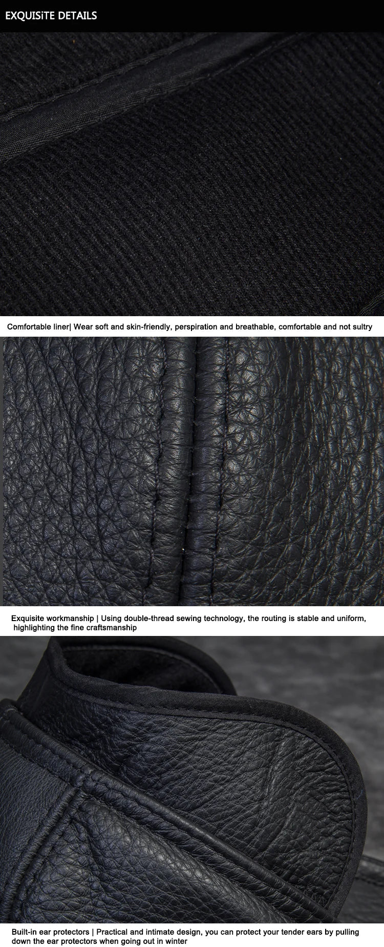 Men's outdoor leather hat winter Berets
