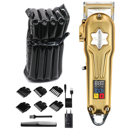Full Metal Professional Hair Clipper Combo Kit Barber Cordless Hair Trimmer For Men