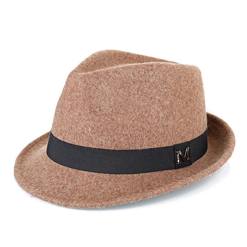 Men Winter Thick Warm Felt Fedora Hats Wool Gentleman