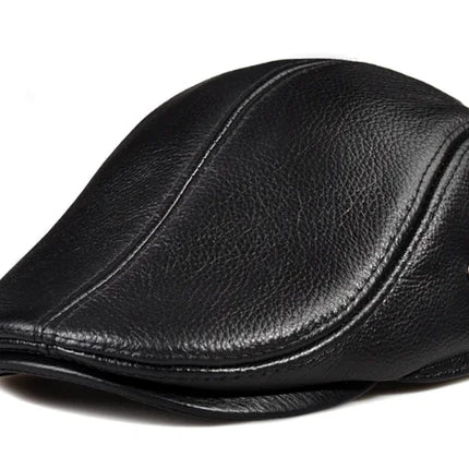 Men's leather hat  Berets
