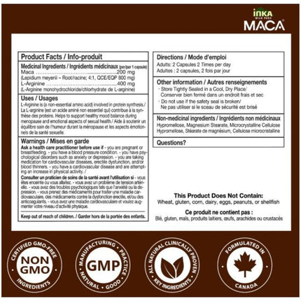 Inka Wild Peru MACA BLACK 4X w L-ARGININE, 90 VCaps