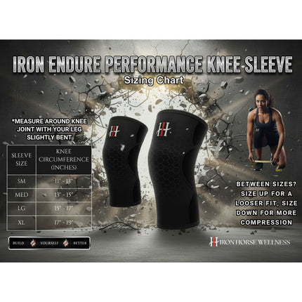 IronHorse Wellness IRON ENDURE KNEE SLEEVES, 1 Pair
