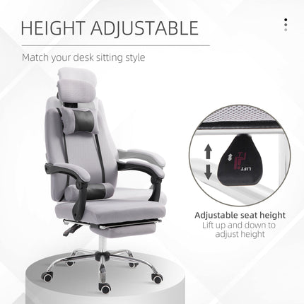Brady Ergonomic Executive High Back Office Chair with Footrest and Lumbar Support-Grey