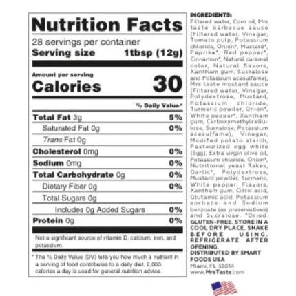 Mrs Taste ZERO/LOW CALORIE SAUCES