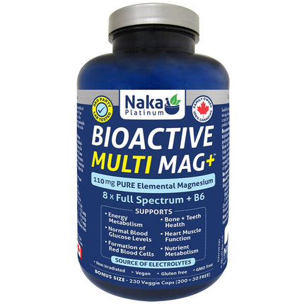 Naka Platinum BIOACTIVE MULTI MAG+, 230 VCaps