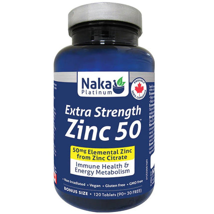 Naka Platinum ZINC 50 (Extra Strength), 120 Tablets